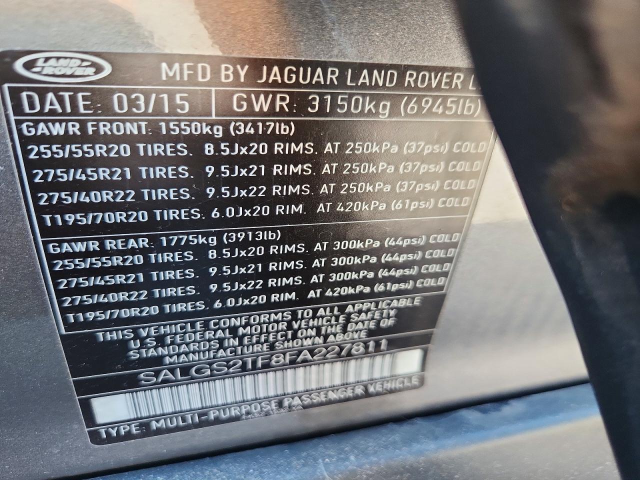 2015 LAND ROVER RANGEROVER