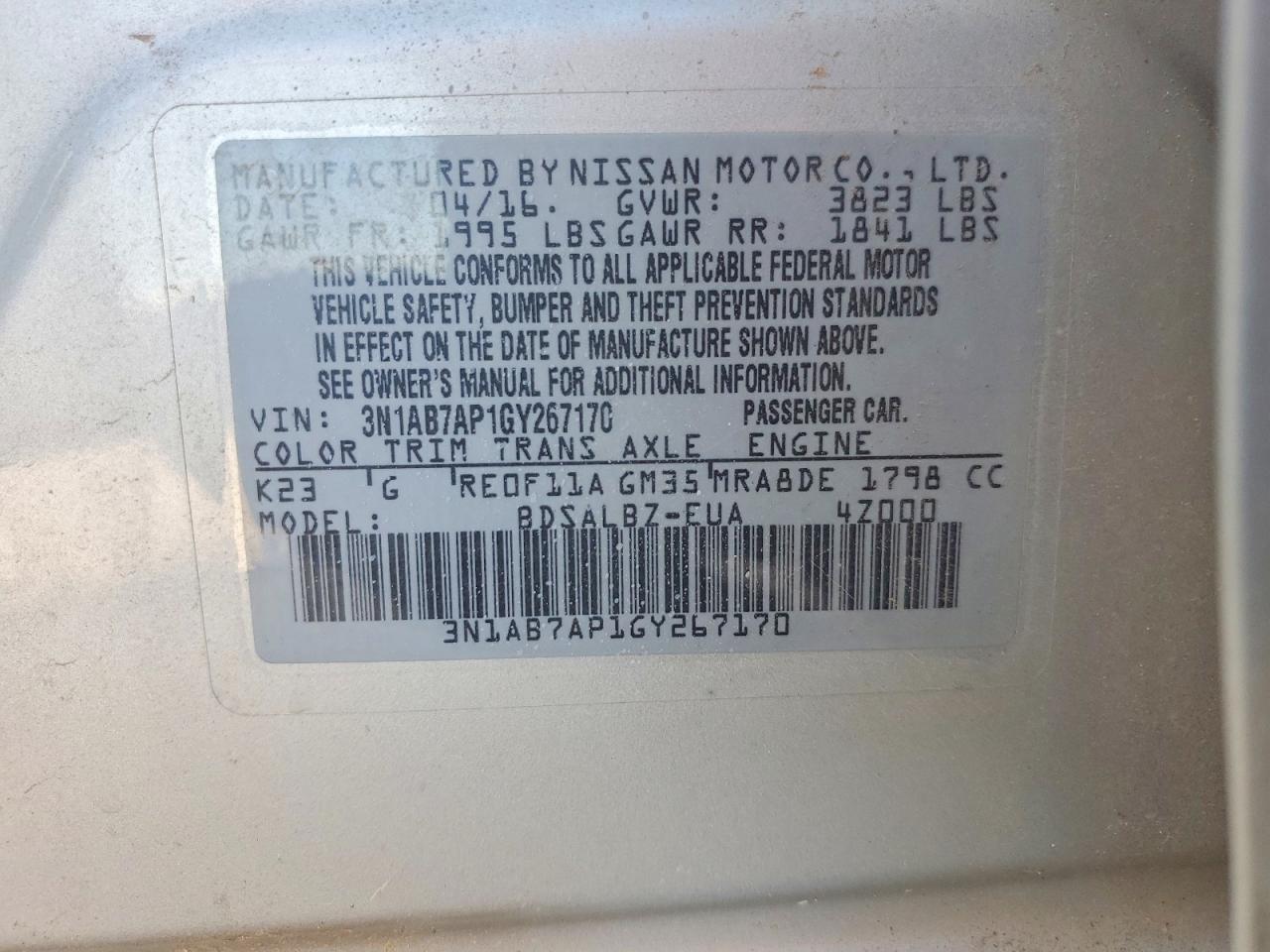 2016 NISSAN SENTRA