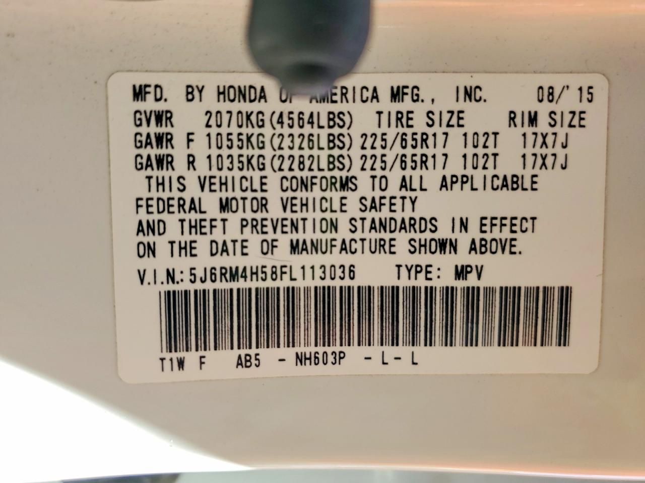 2015 HONDA CRV