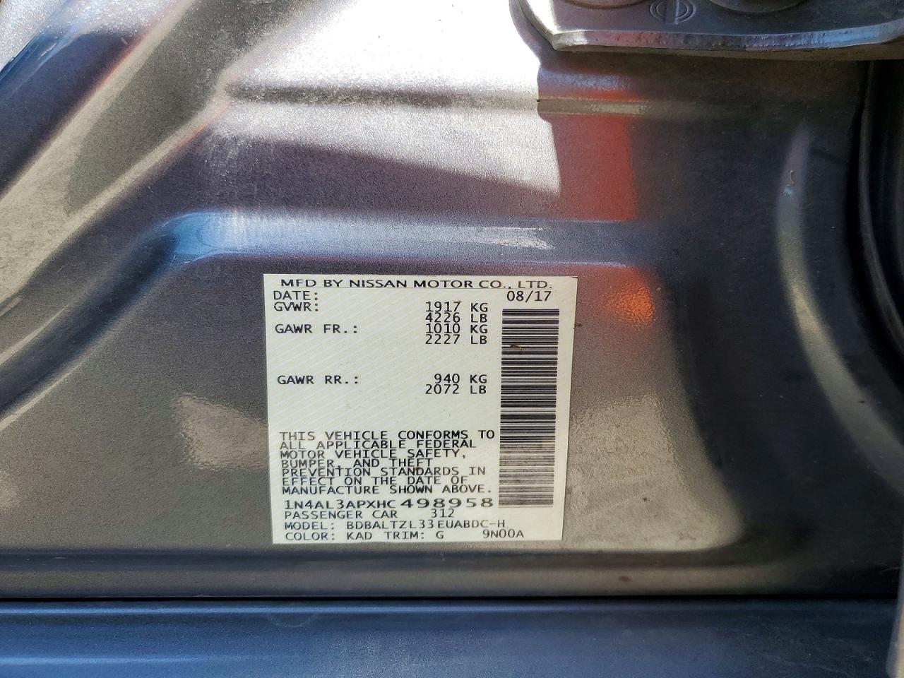 2017 NISSAN ALTIMA