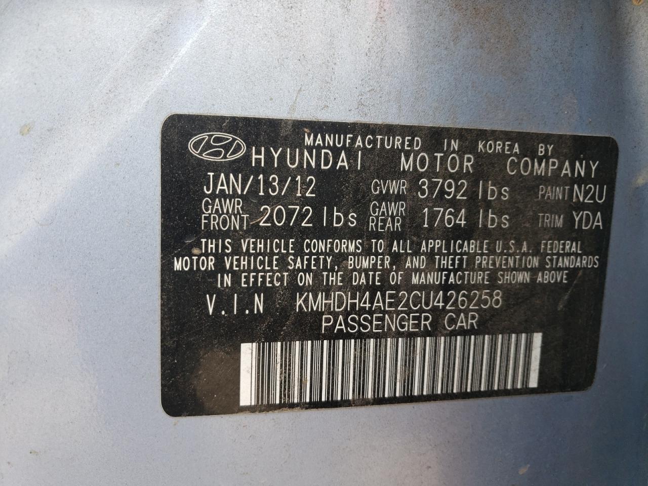 2012 HYUNDAI ELANTRA