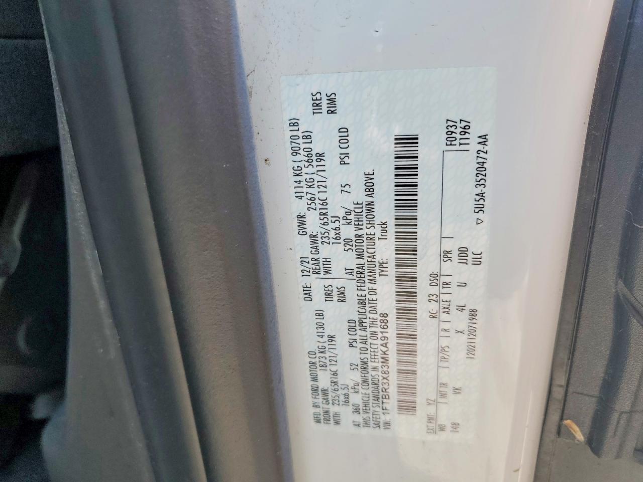 2021 FORD TRANSIT