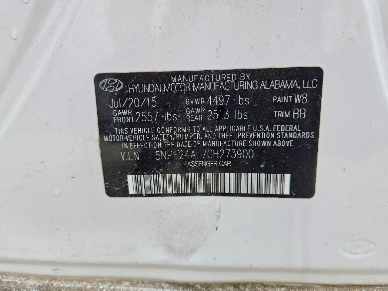 2016 HYUNDAI SONATA