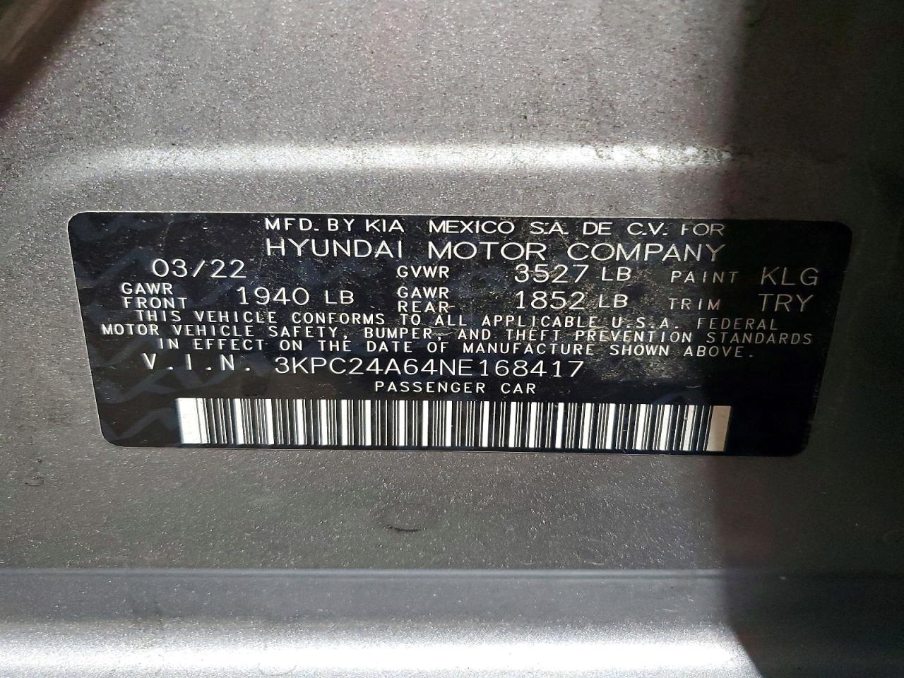 2022 HYUNDAI ACCENT