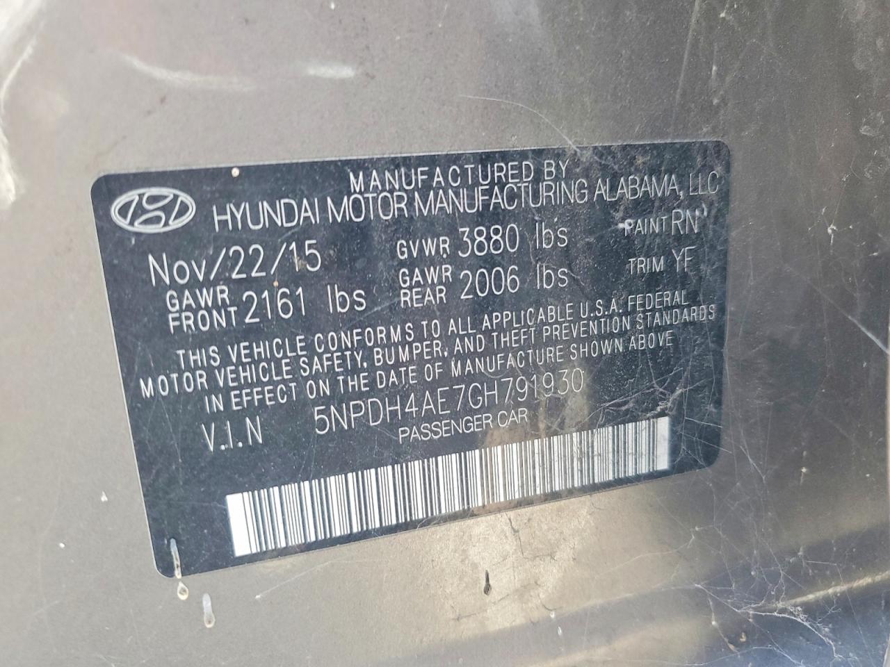 2016 HYUNDAI ELANTRA