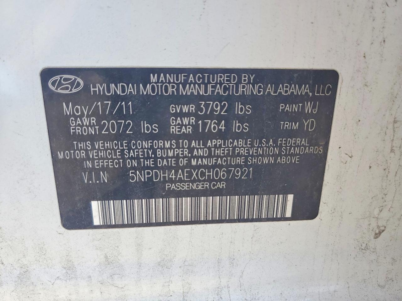 2012 HYUNDAI ELANTRA