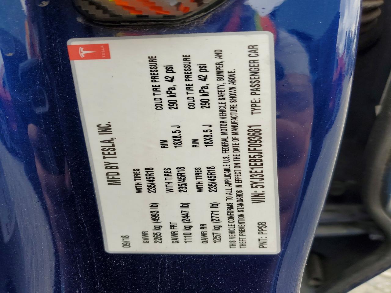 2018 TESLA MODEL 3