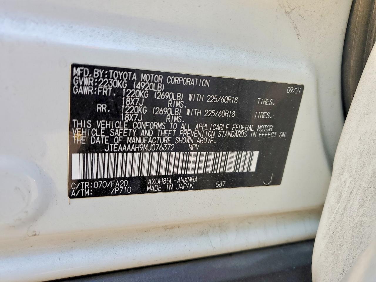 2021 TOYOTA VENZA