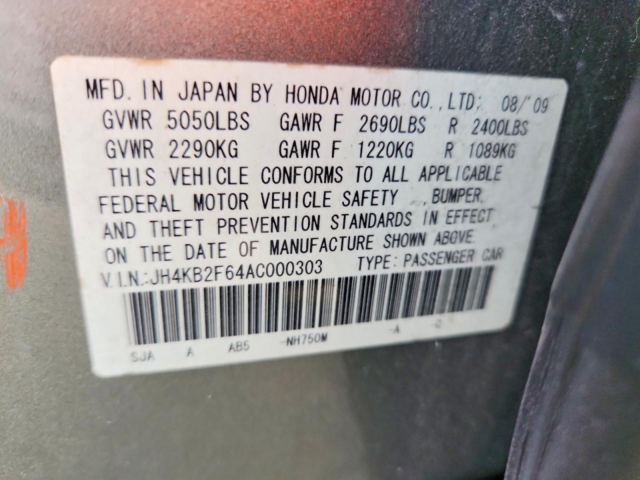 2010 ACURA RL