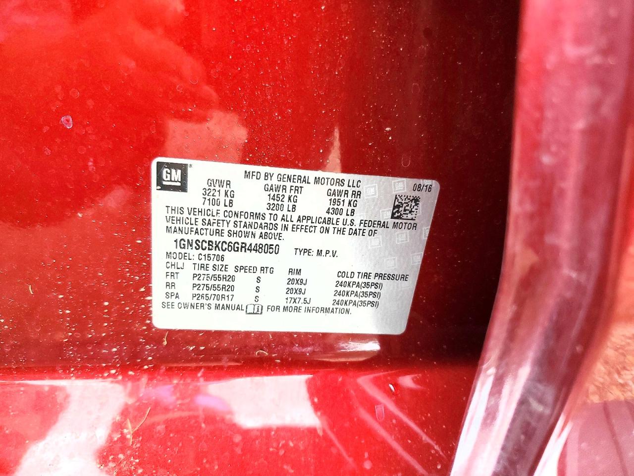 2016 CHEVROLET TAHOE
