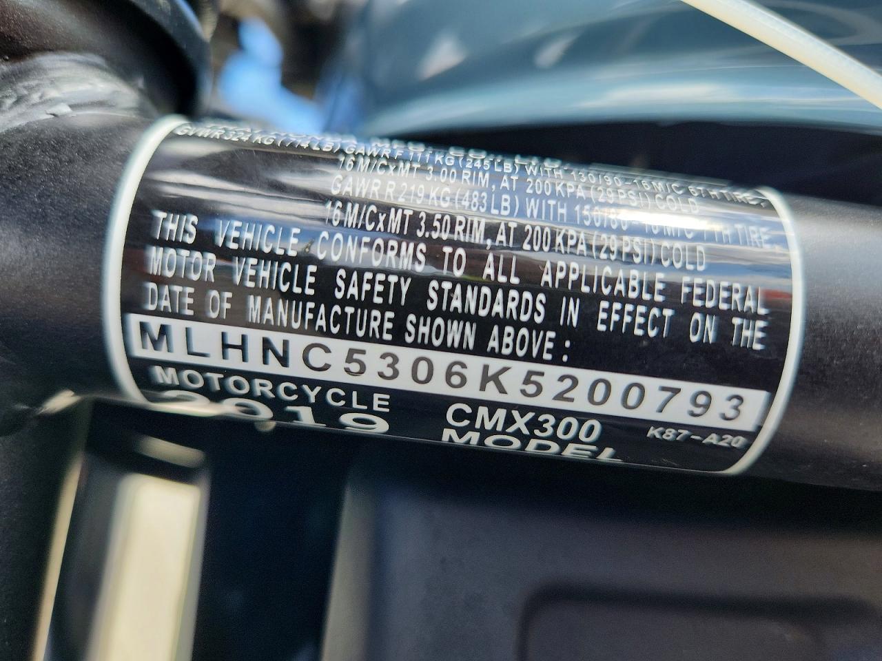 2019 HONDA CM CYCLE
