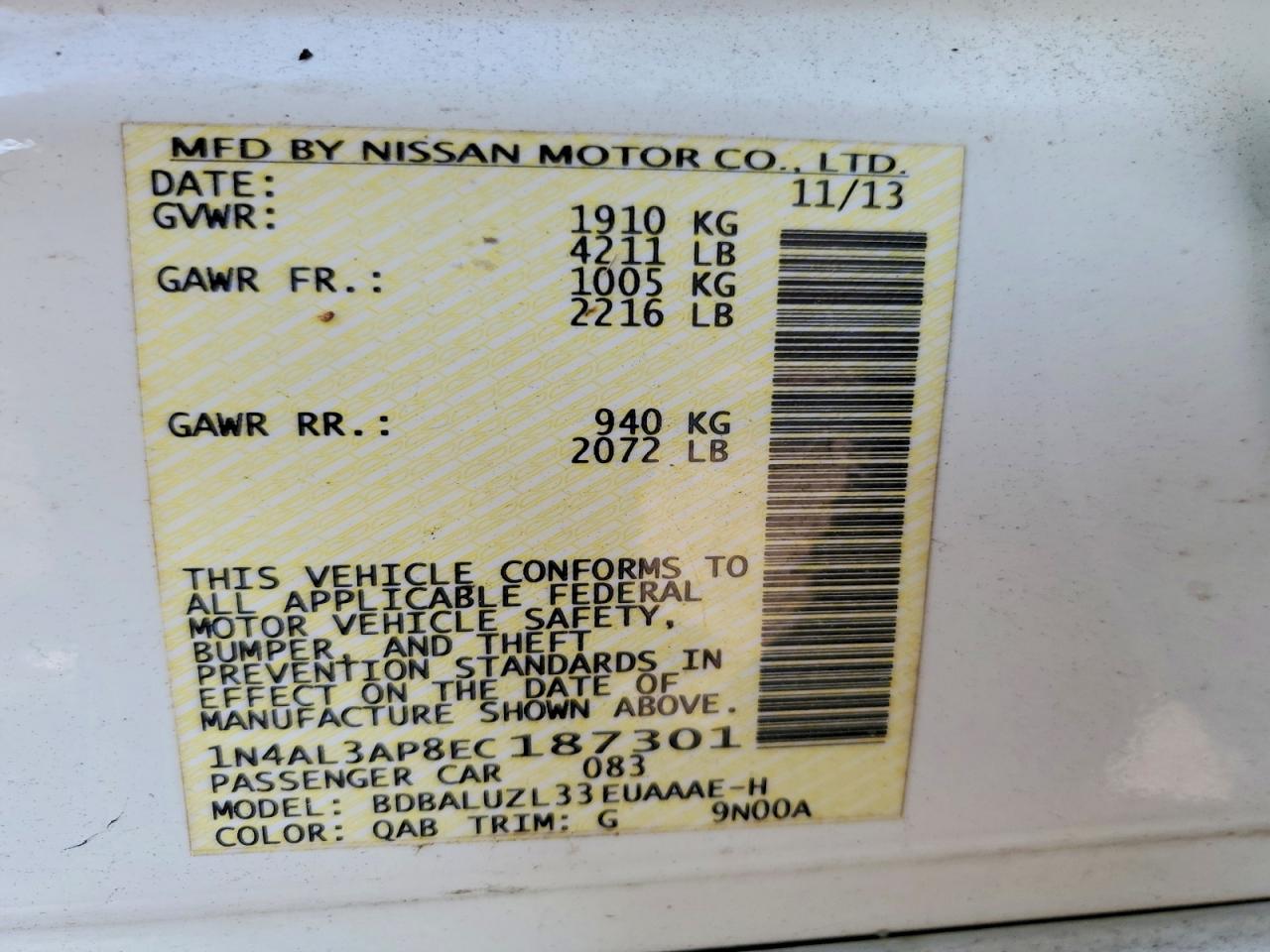 2014 NISSAN ALTIMA