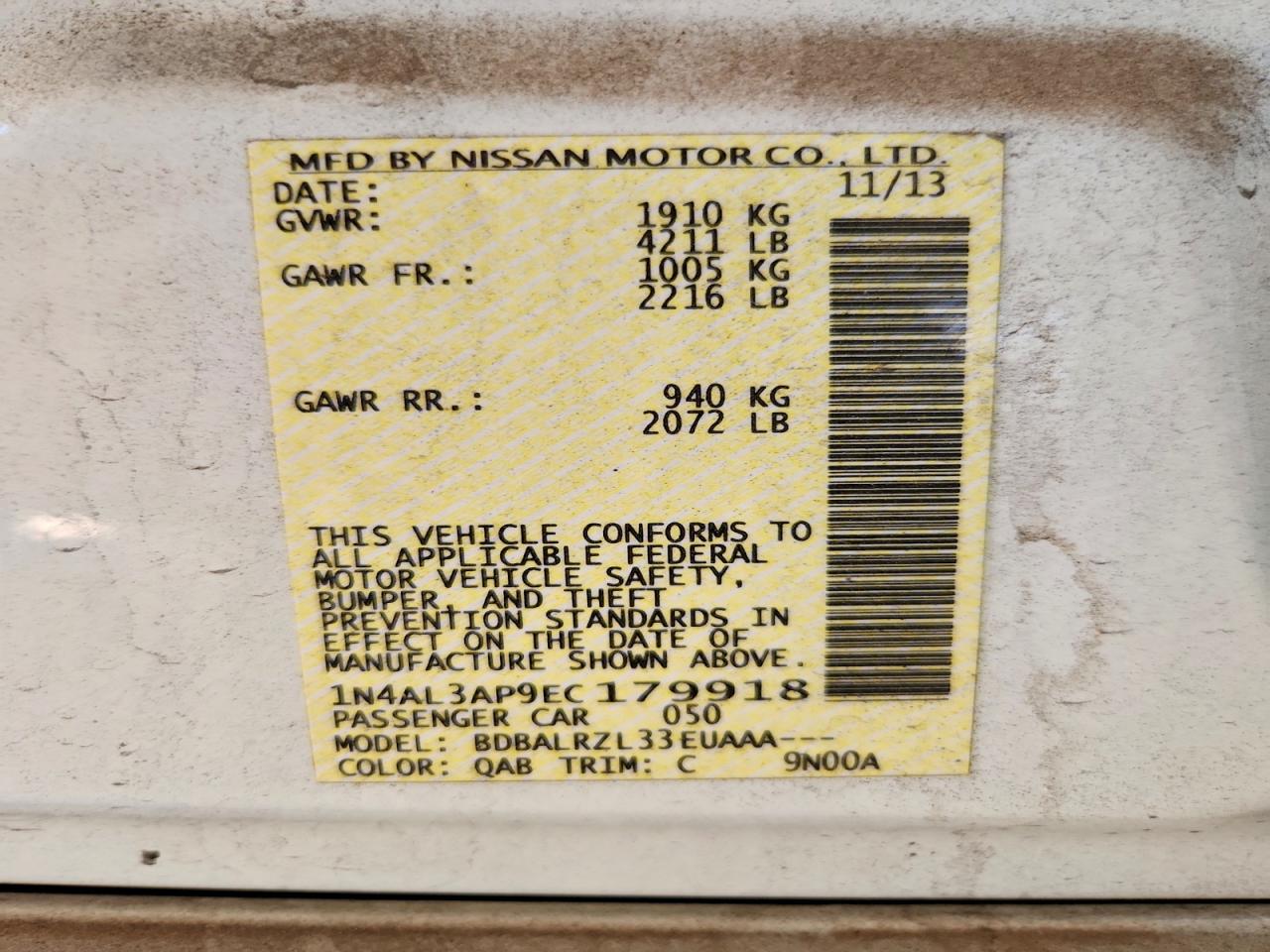 2014 NISSAN ALTIMA