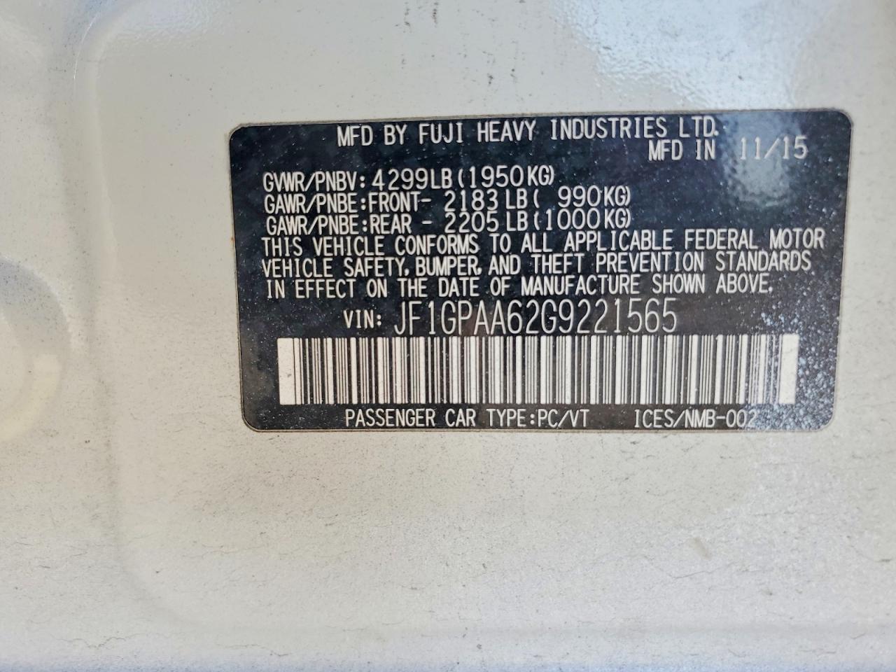 2016 SUBARU IMPREZA