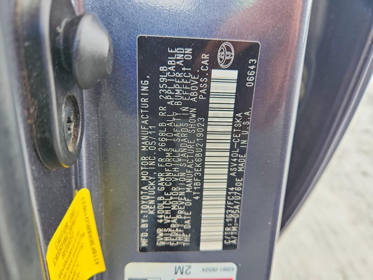 2011 TOYOTA CAMRY