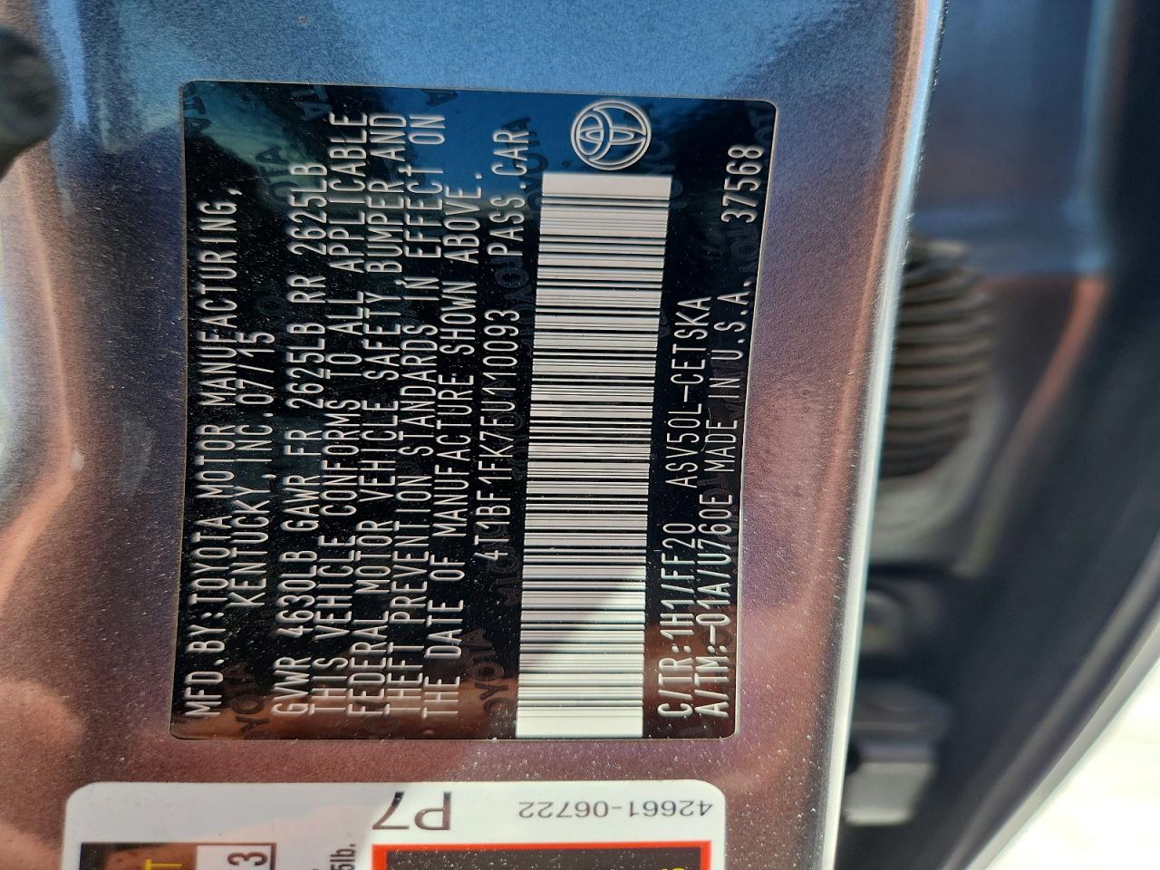 2015 TOYOTA CAMRY