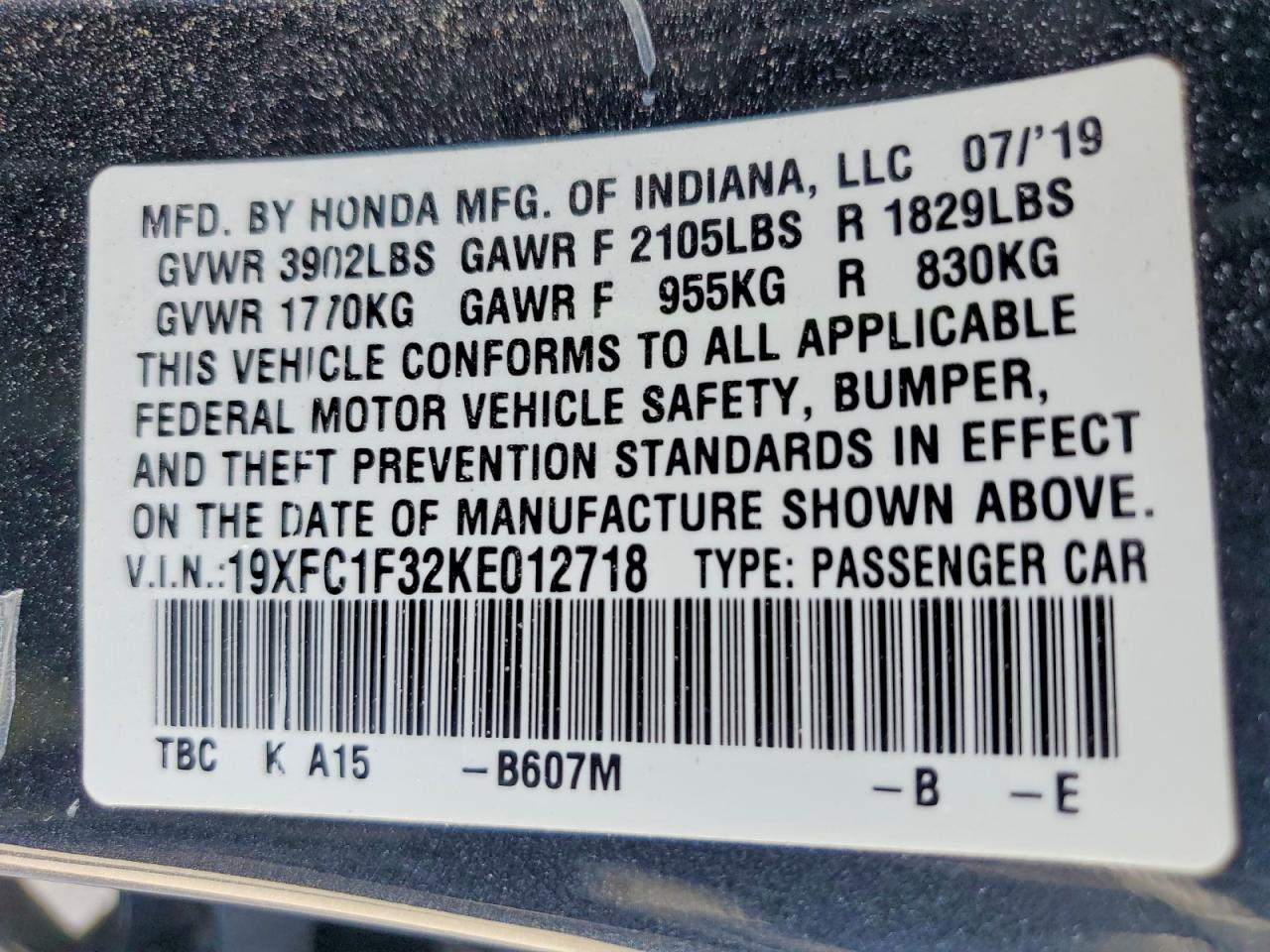 2019 HONDA CIVIC