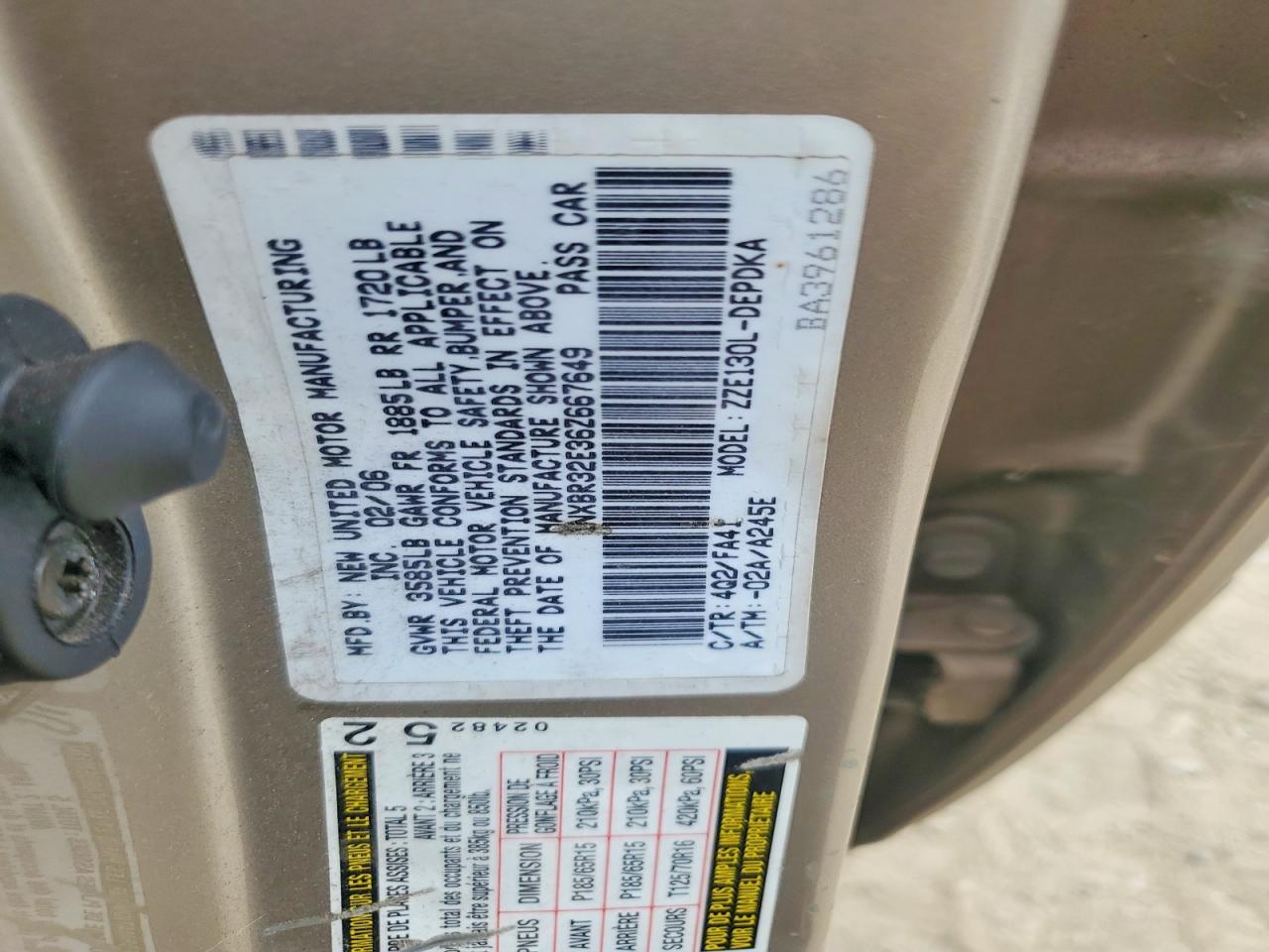 2006 TOYOTA COROLLA