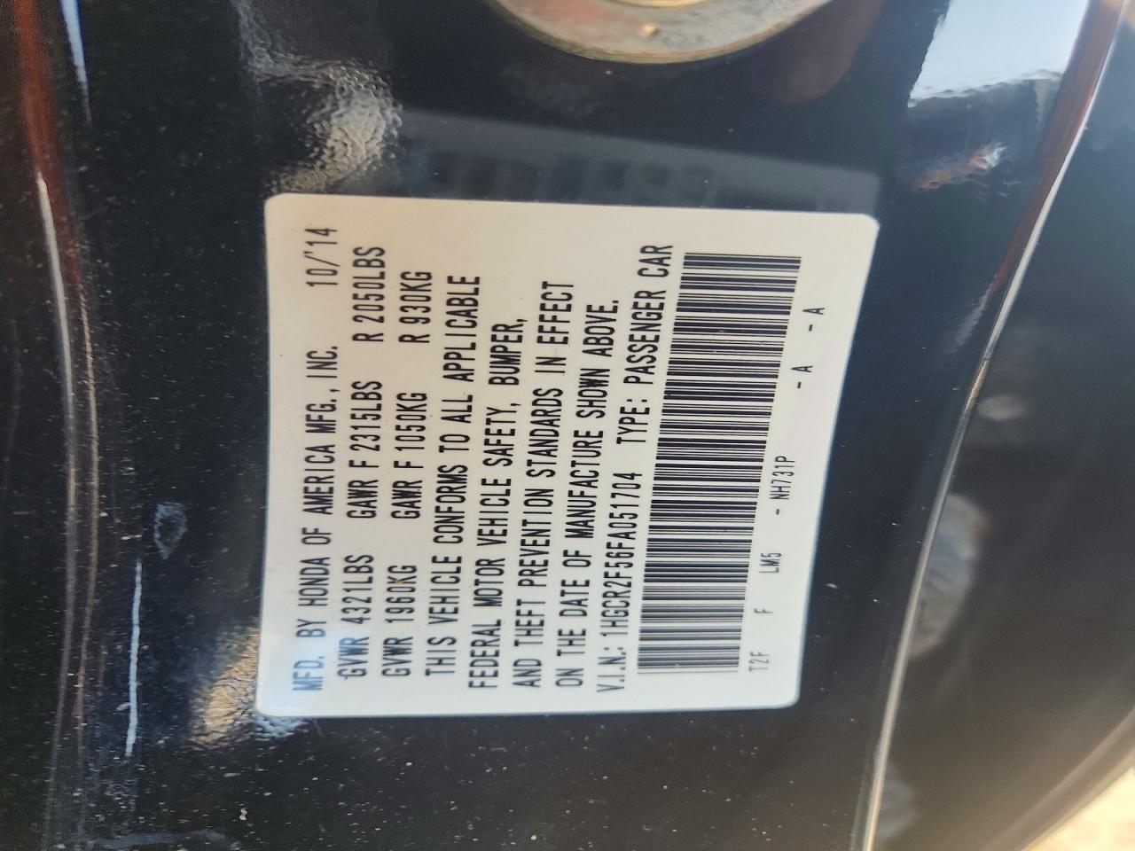 2015 HONDA ACCORD