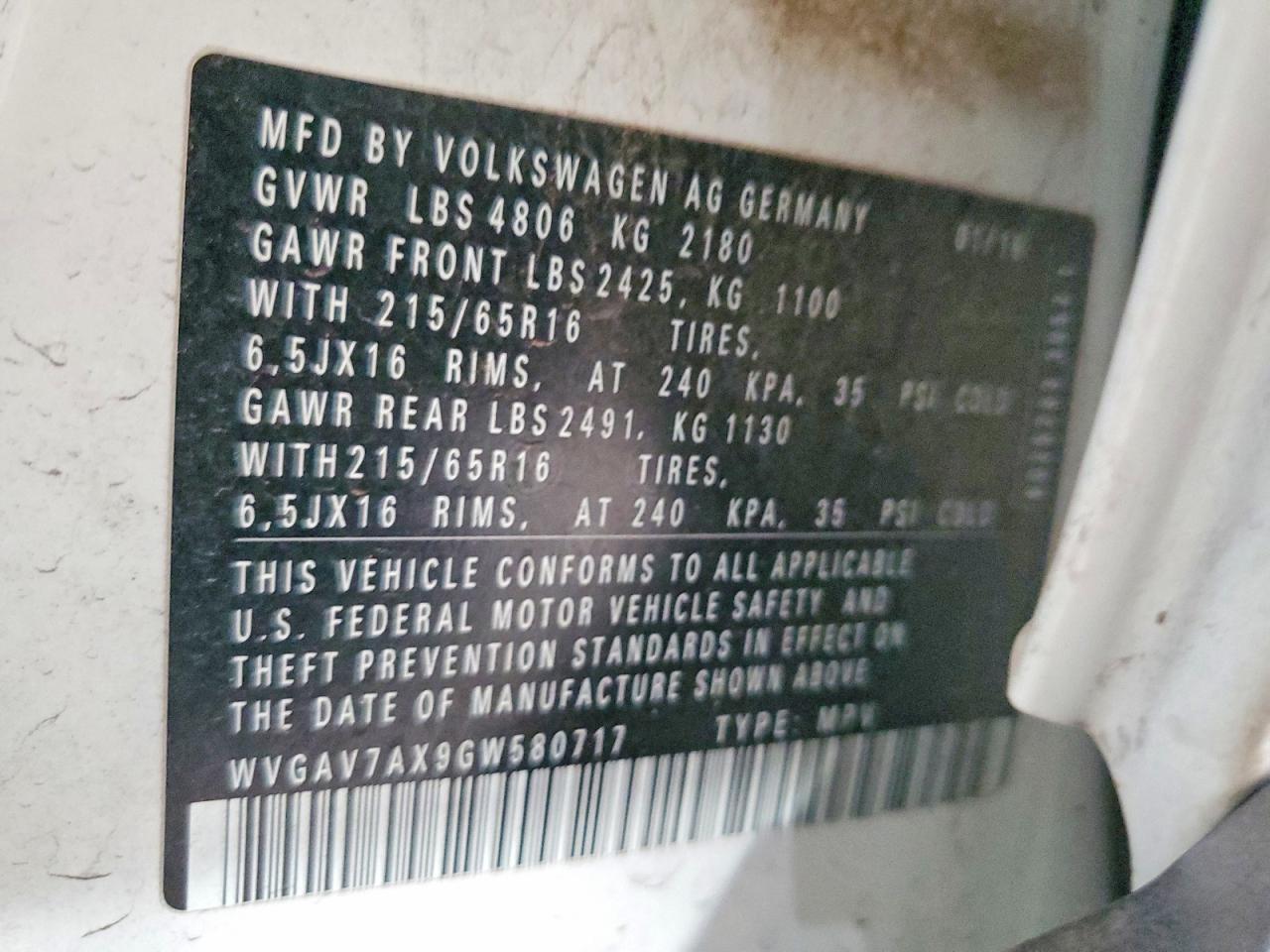 2016 VOLKSWAGEN TIGUAN