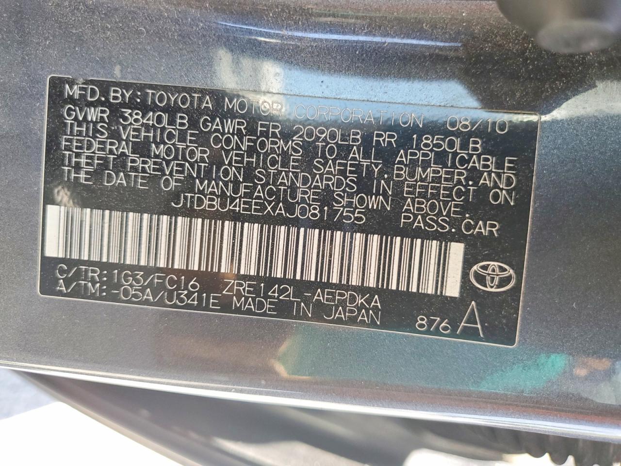 2010 TOYOTA COROLLA