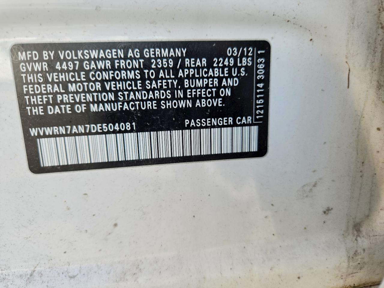 2013 VOLKSWAGEN CC