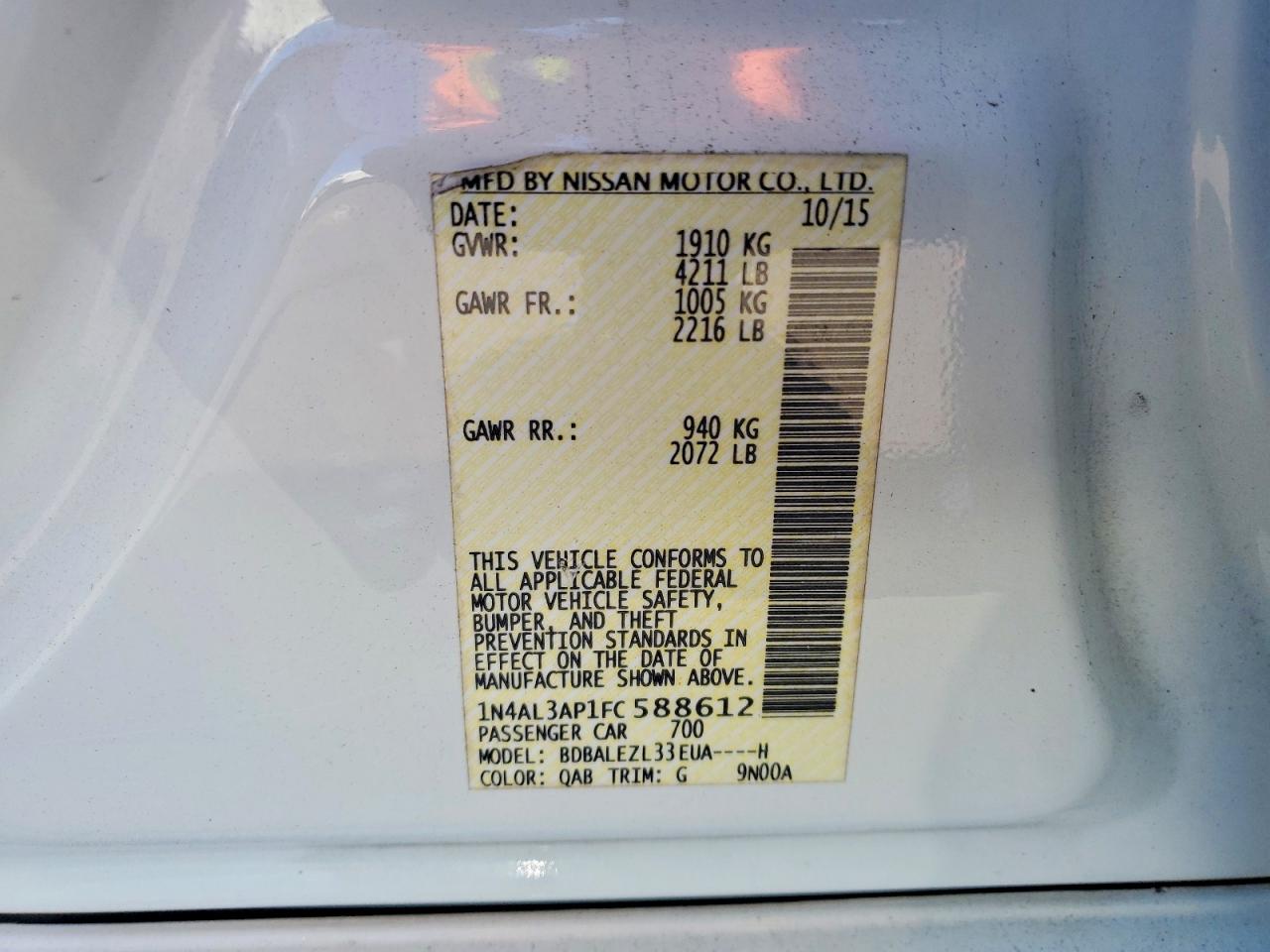 2015 NISSAN ALTIMA