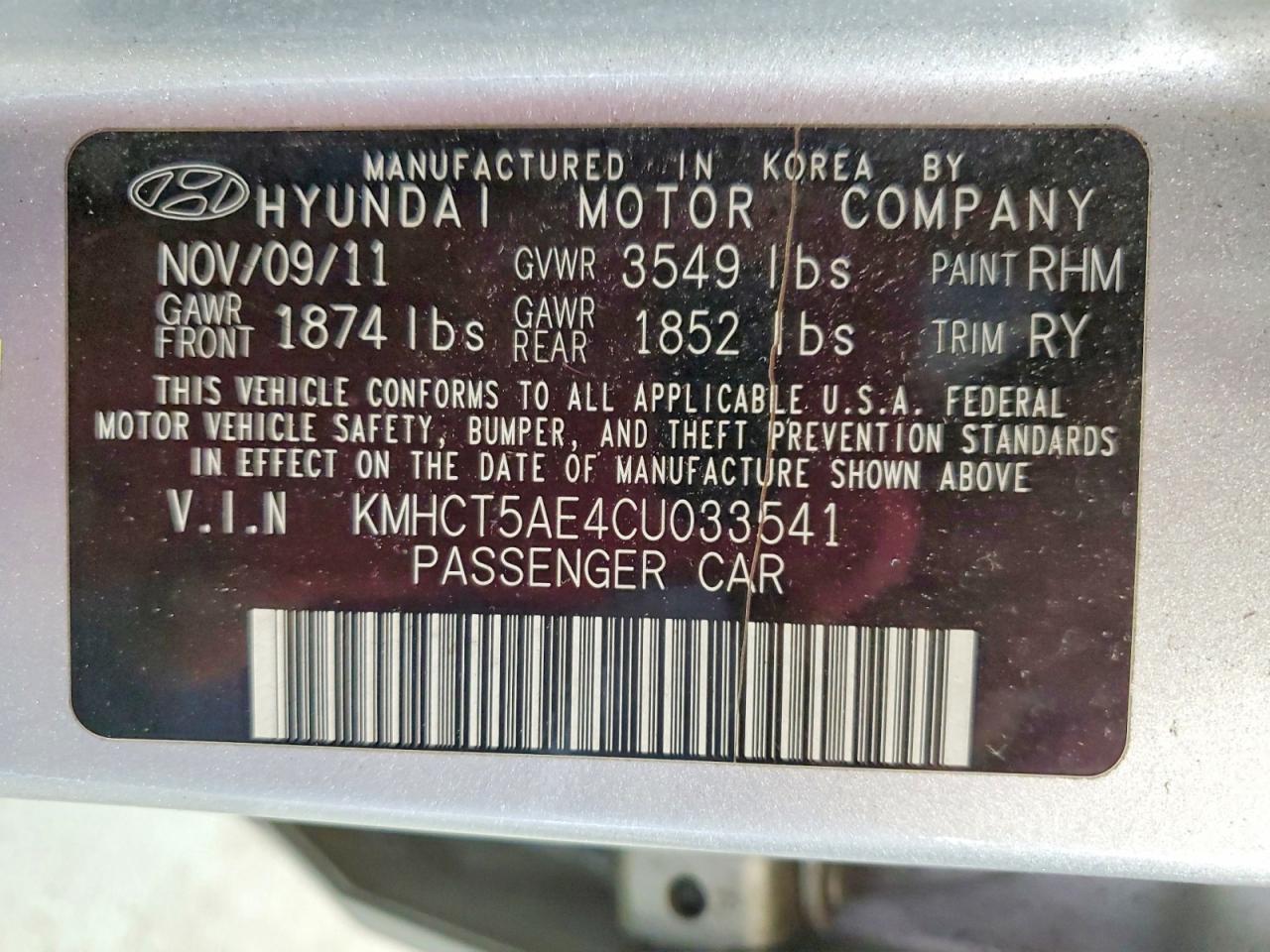 2012 HYUNDAI ACCENT