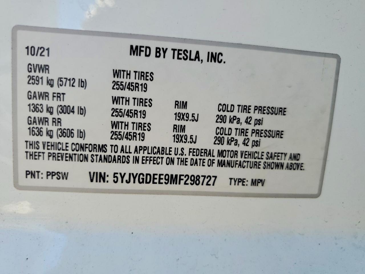 2021 TESLA MODEL Y