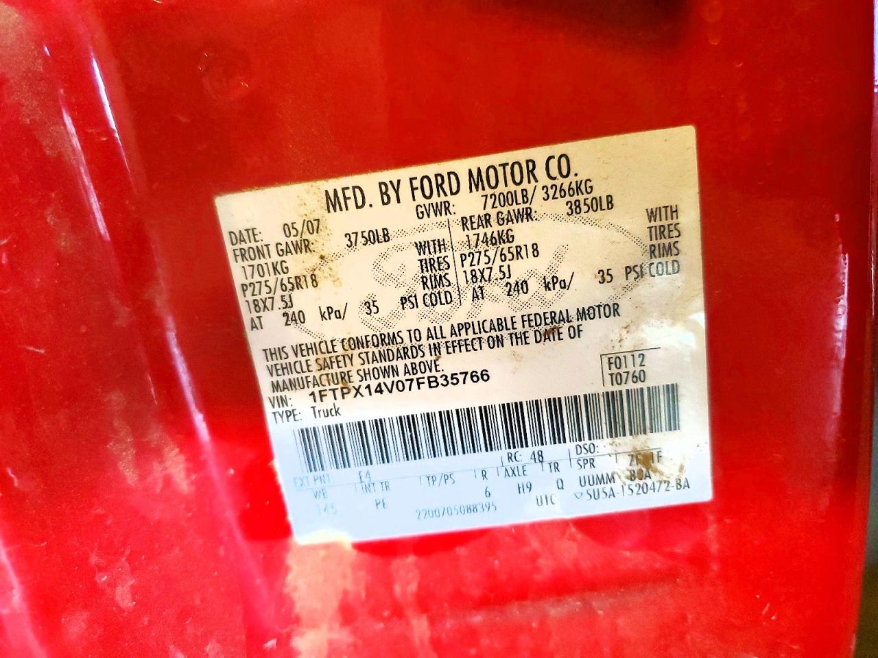 2007 FORD F150