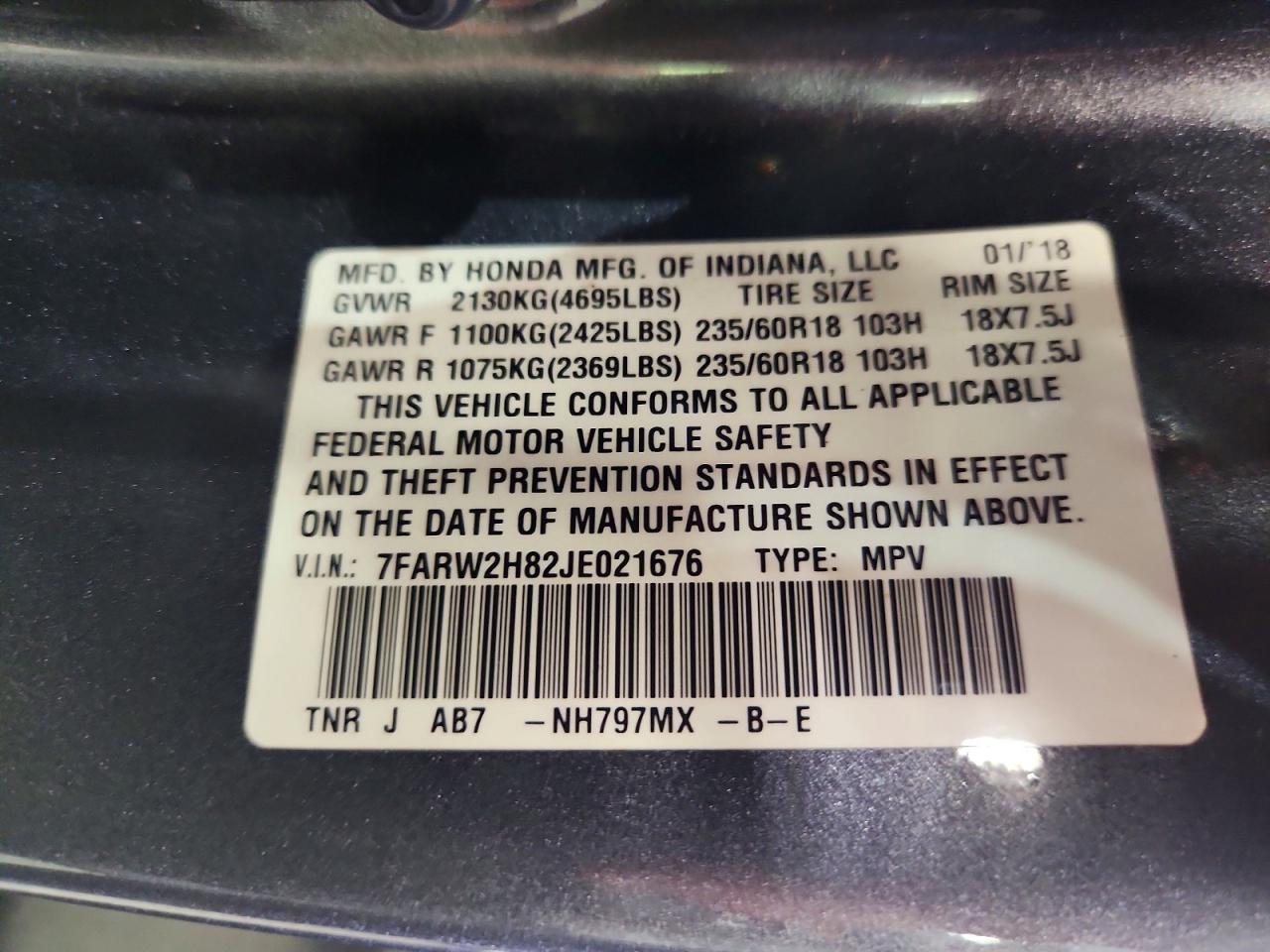 2018 HONDA CRV