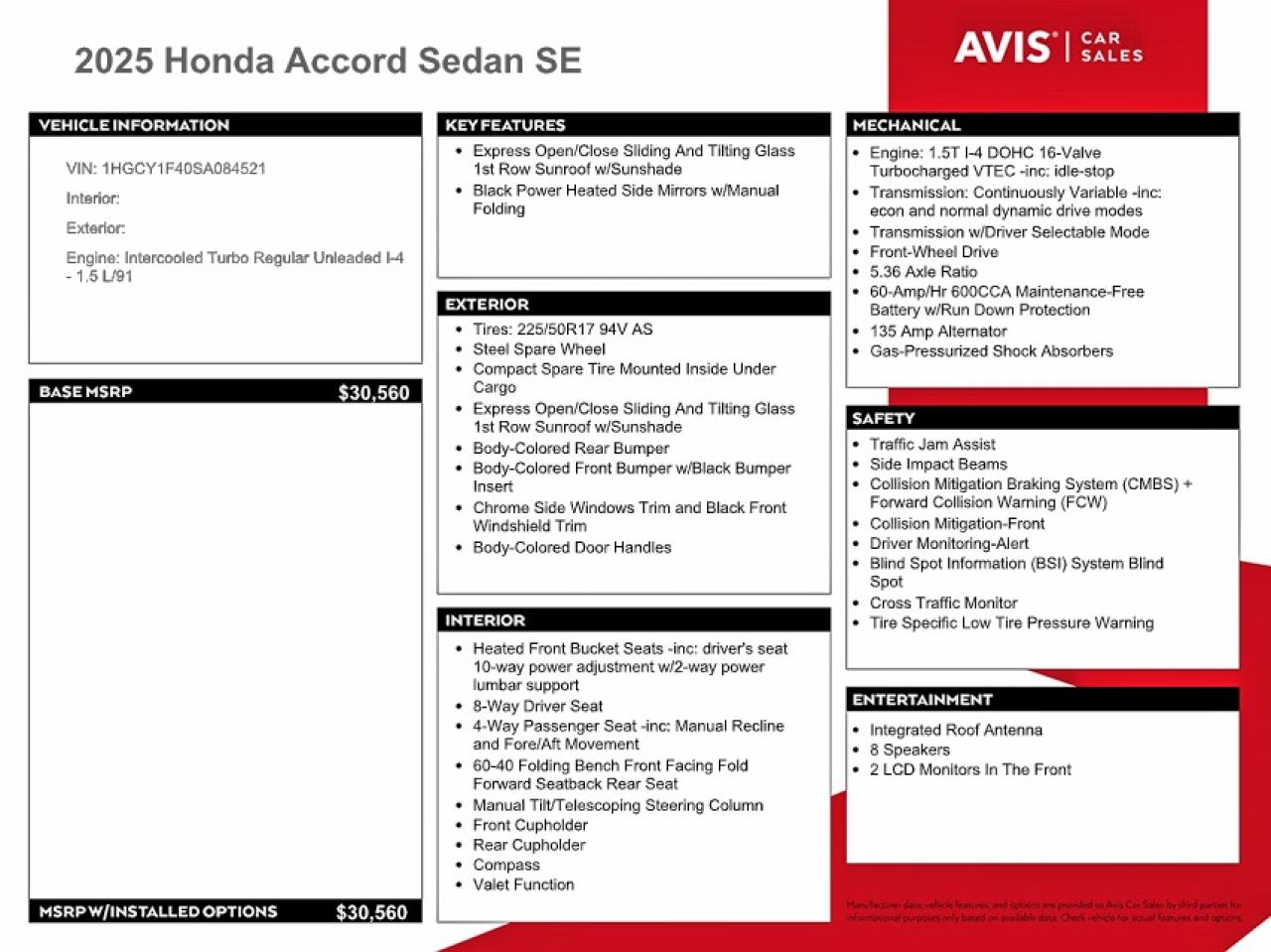2025 HONDA ACCORD