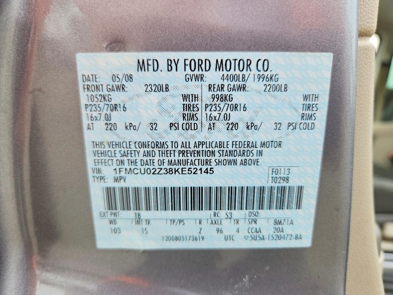 2008 FORD ESCAPE