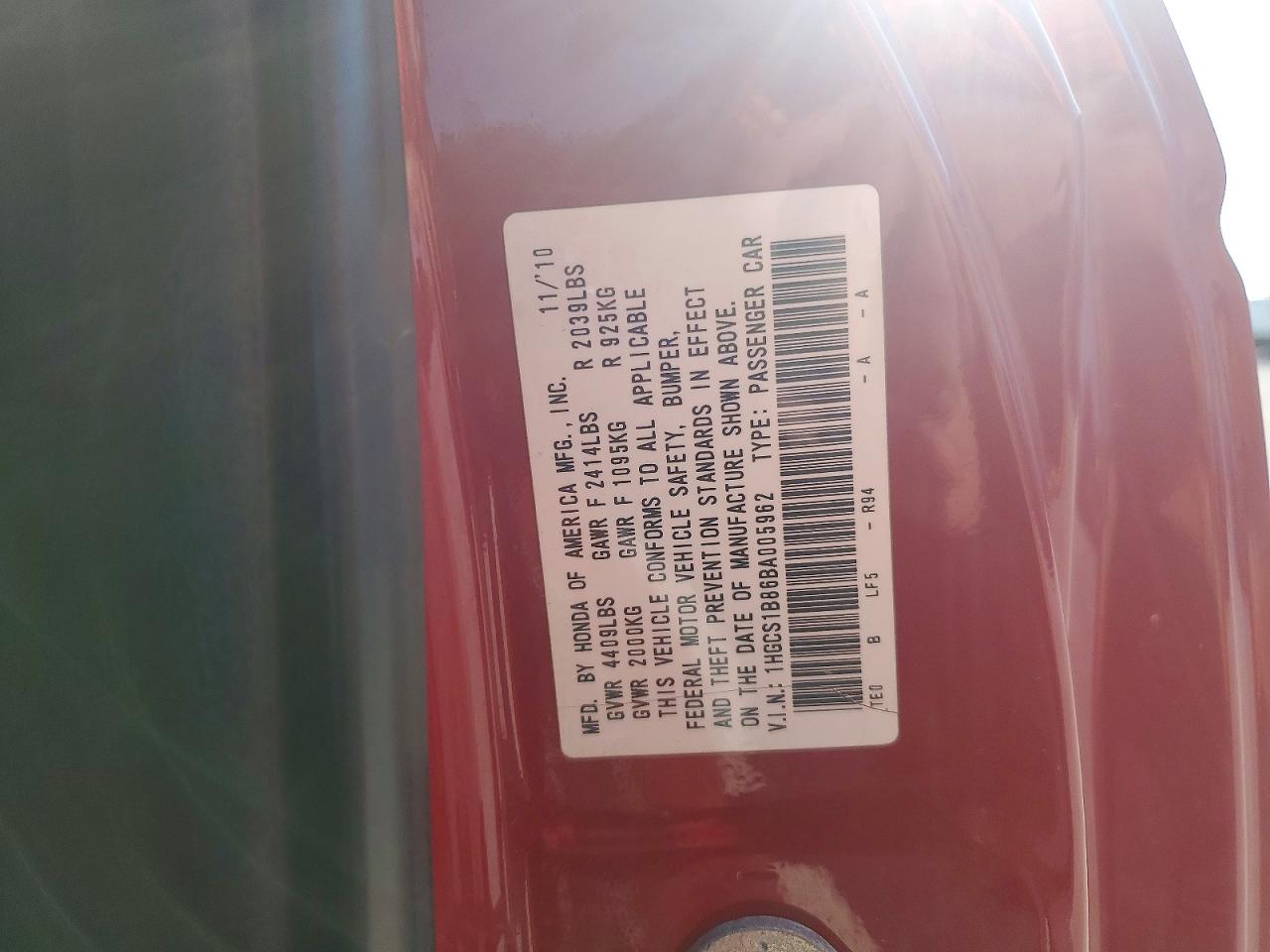 2011 HONDA ACCORD