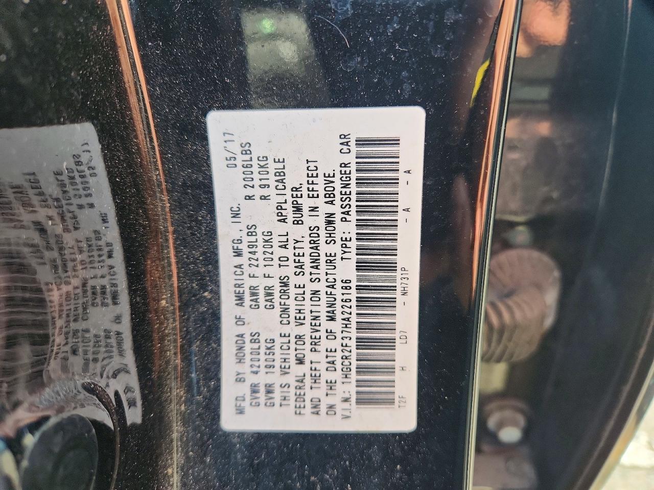 2017 HONDA ACCORD