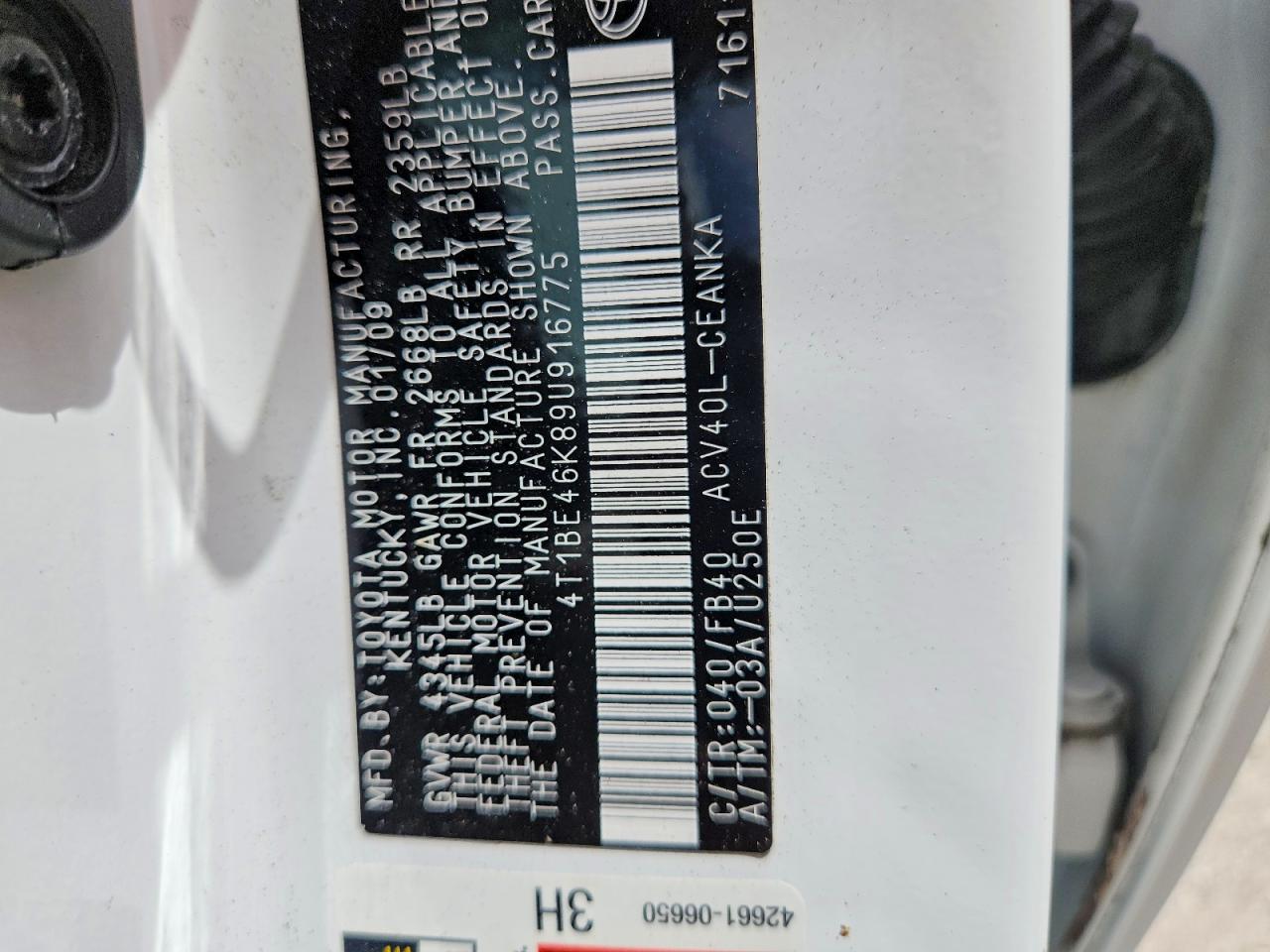 2009 TOYOTA CAMRY