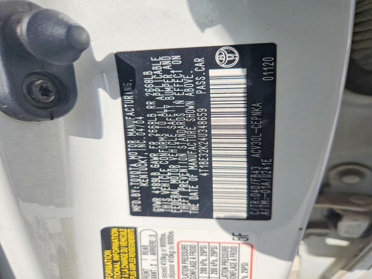 2004 TOYOTA CAMRY