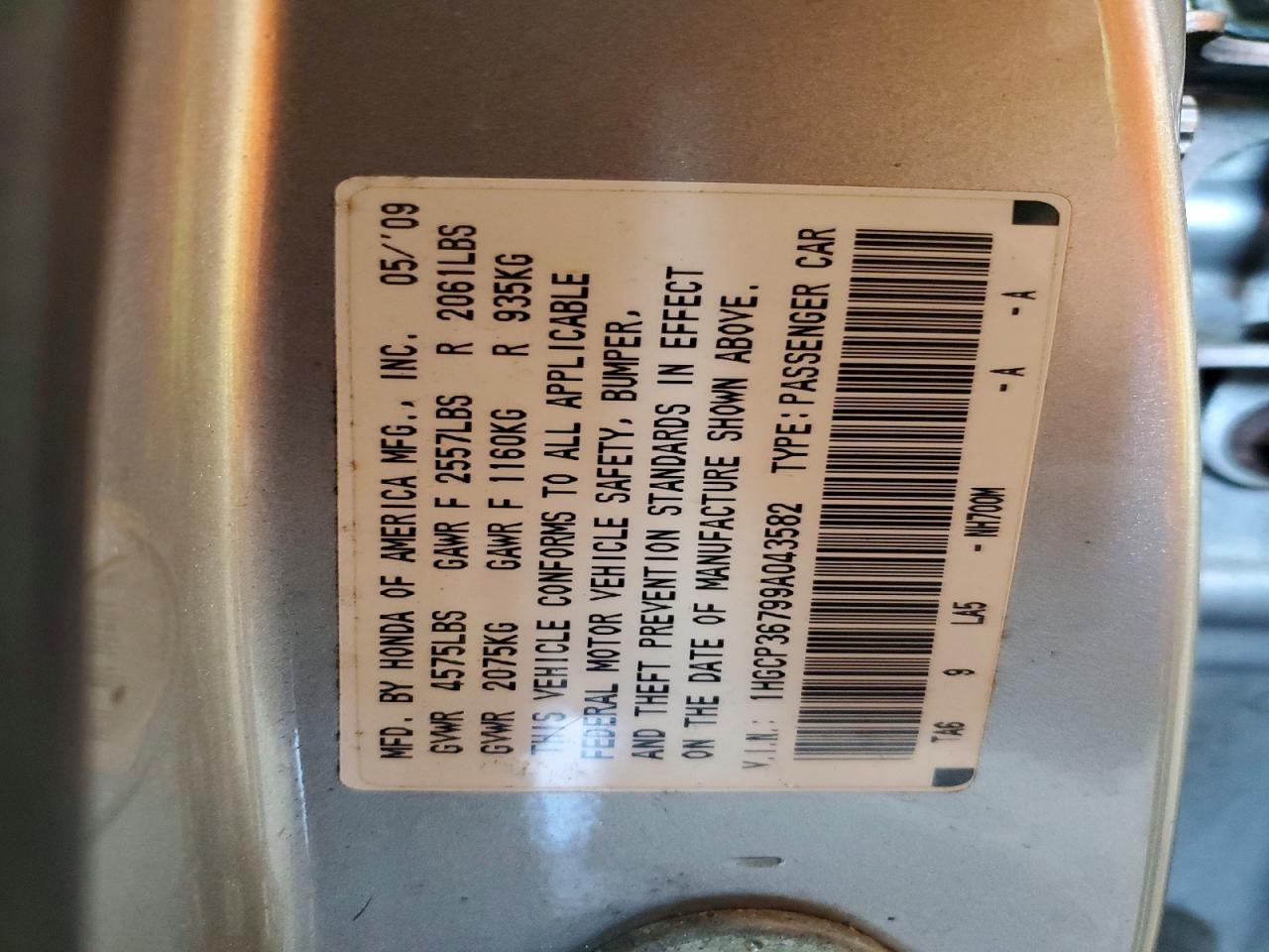 2009 HONDA ACCORD