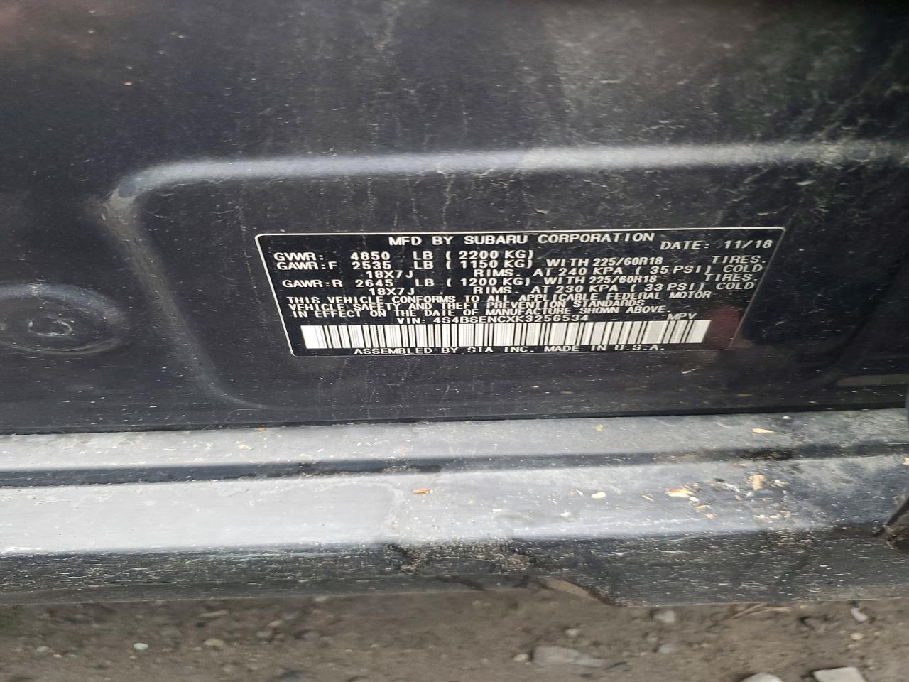 2019 SUBARU OUTBACK