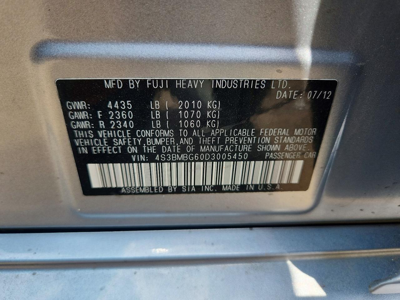 2013 SUBARU LEGACY