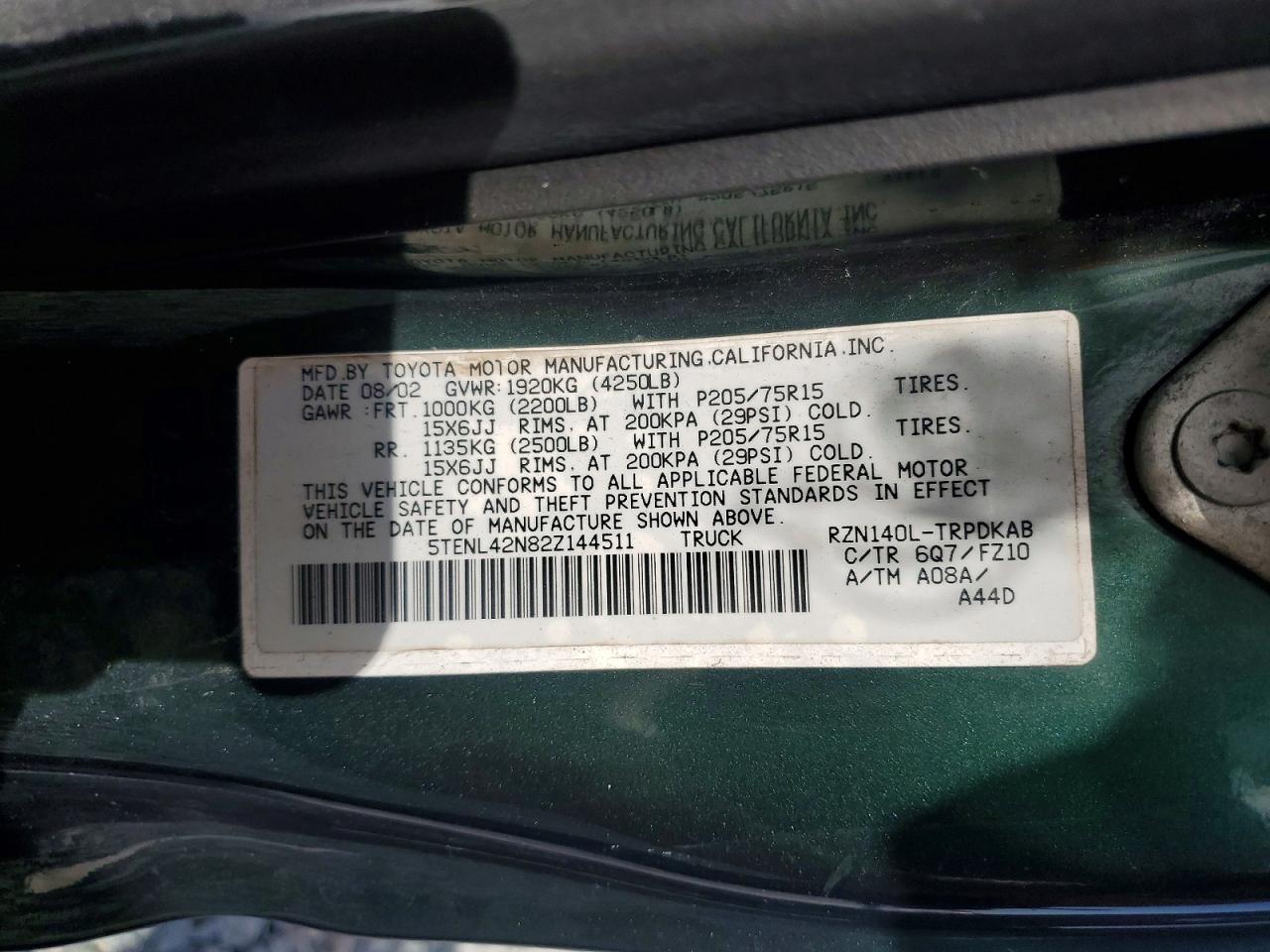 2002 TOYOTA TACOMA
