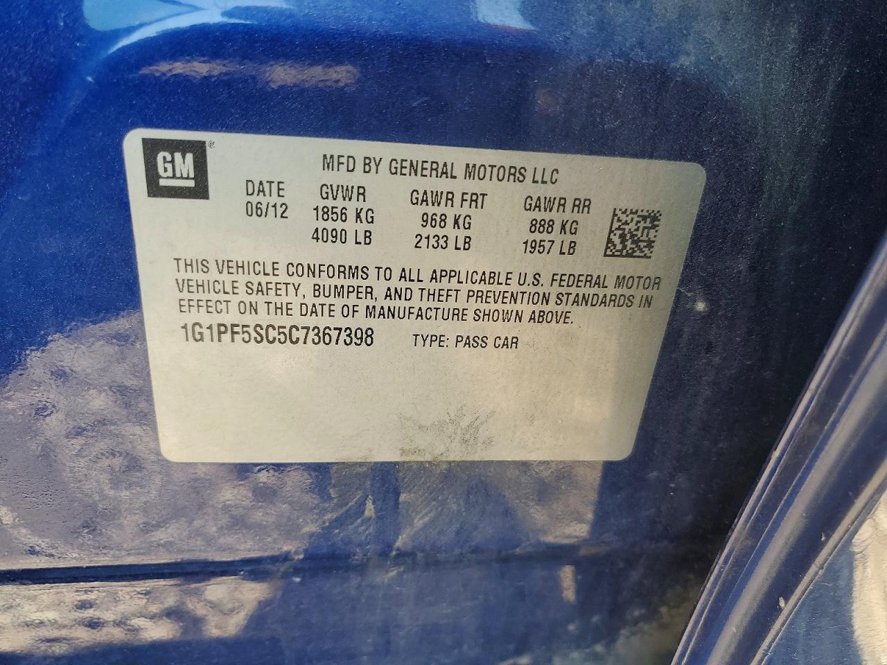 2012 CHEVROLET CRUZE