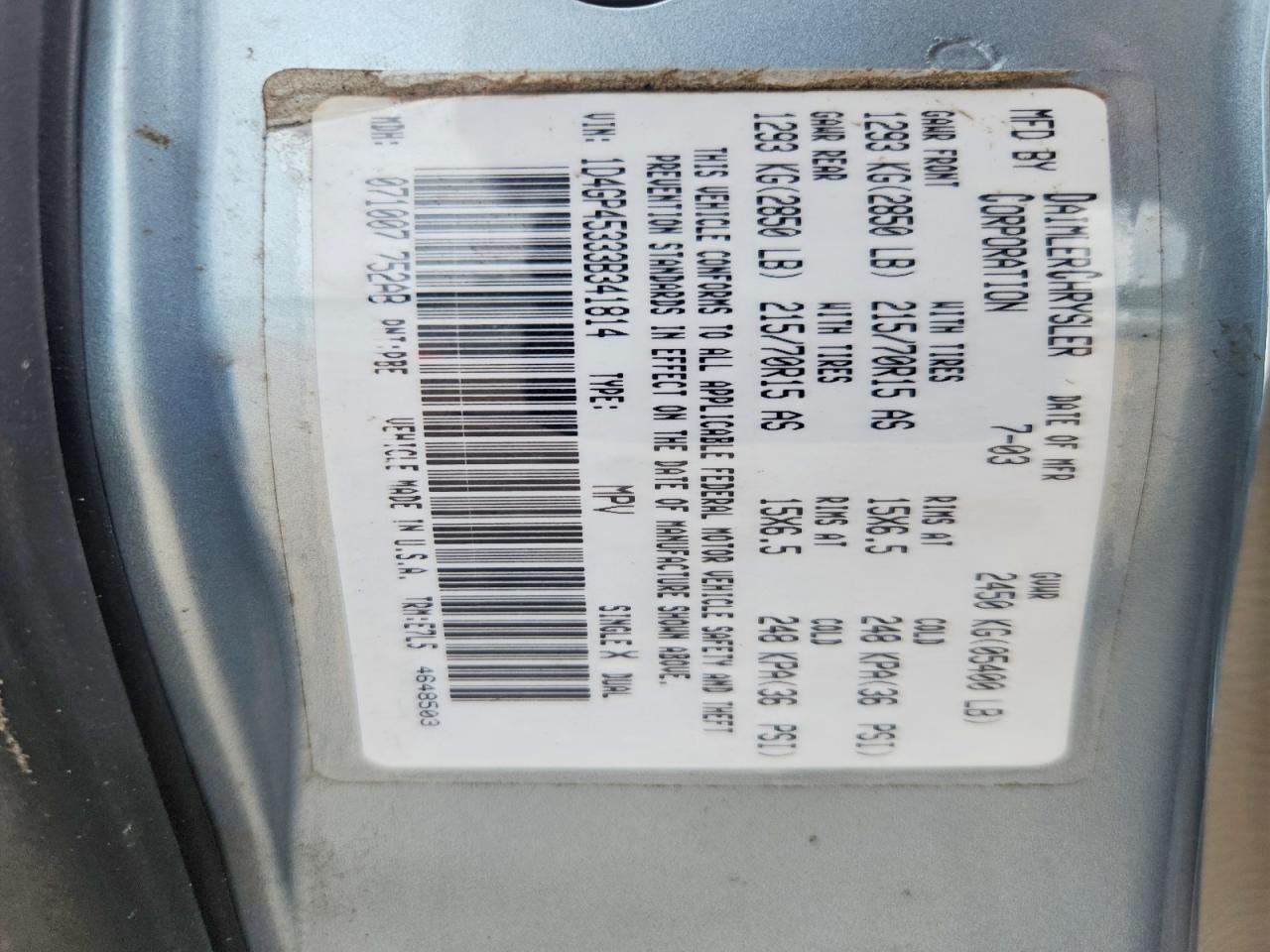 2003 DODGE CARAVAN