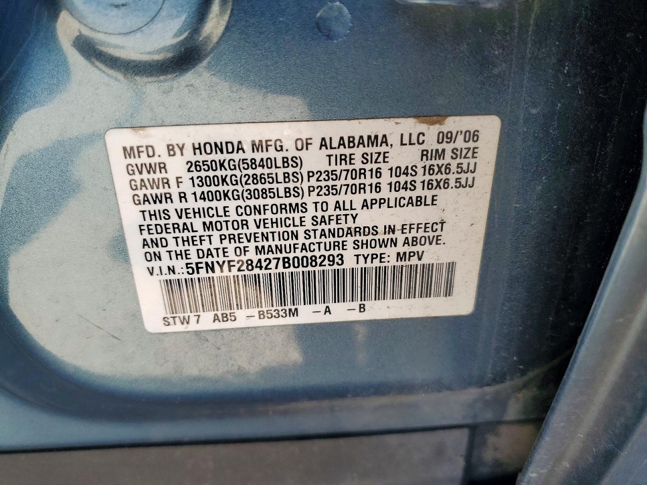 2007 HONDA PILOT