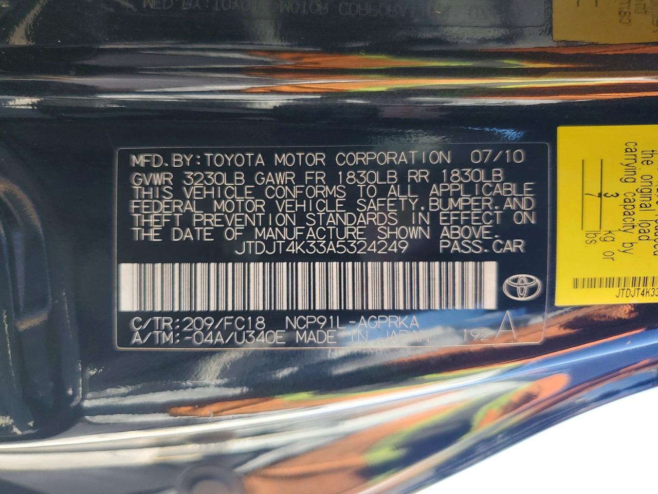 2010 TOYOTA YARIS