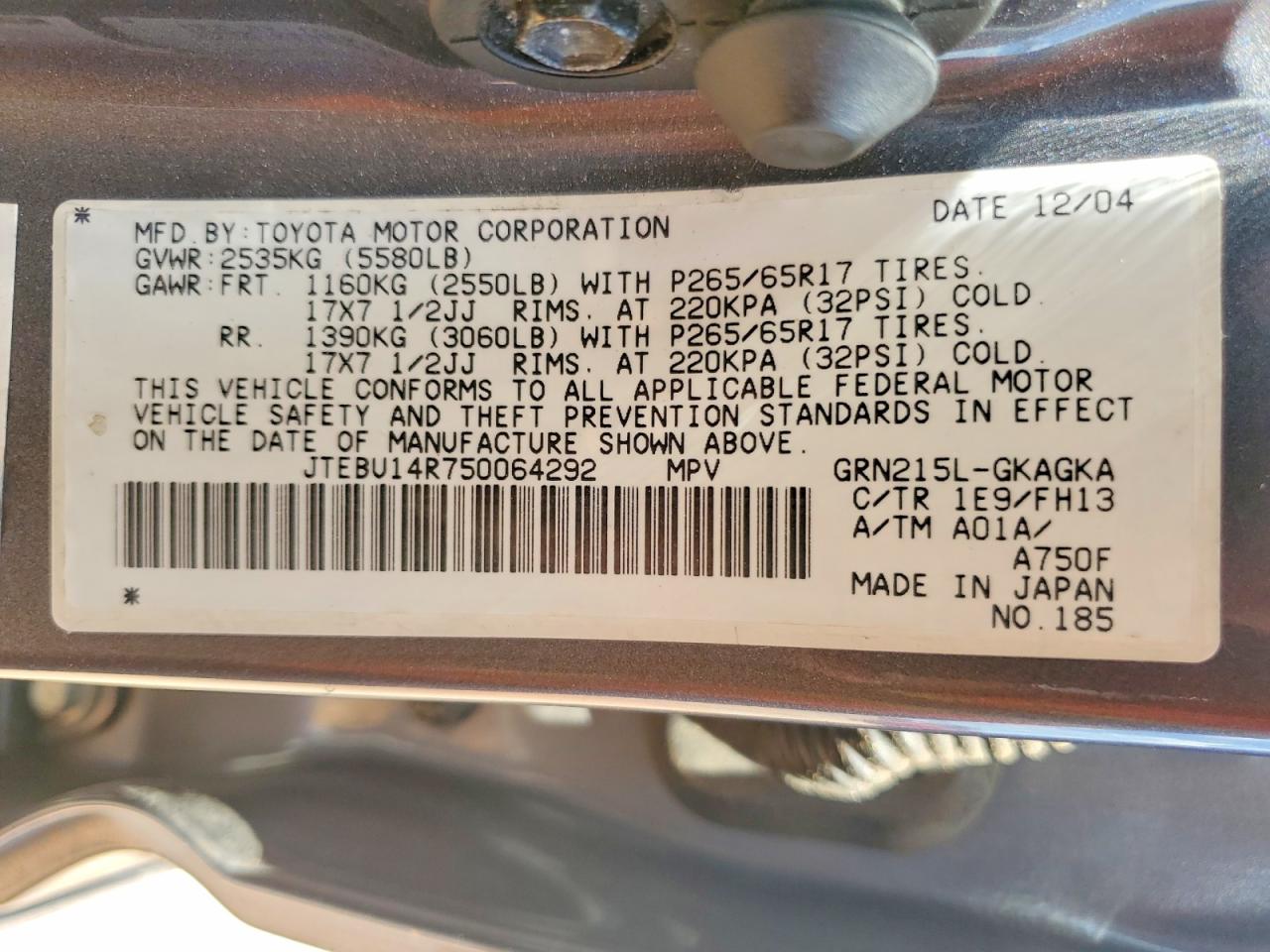 2005 TOYOTA 4RUNNER