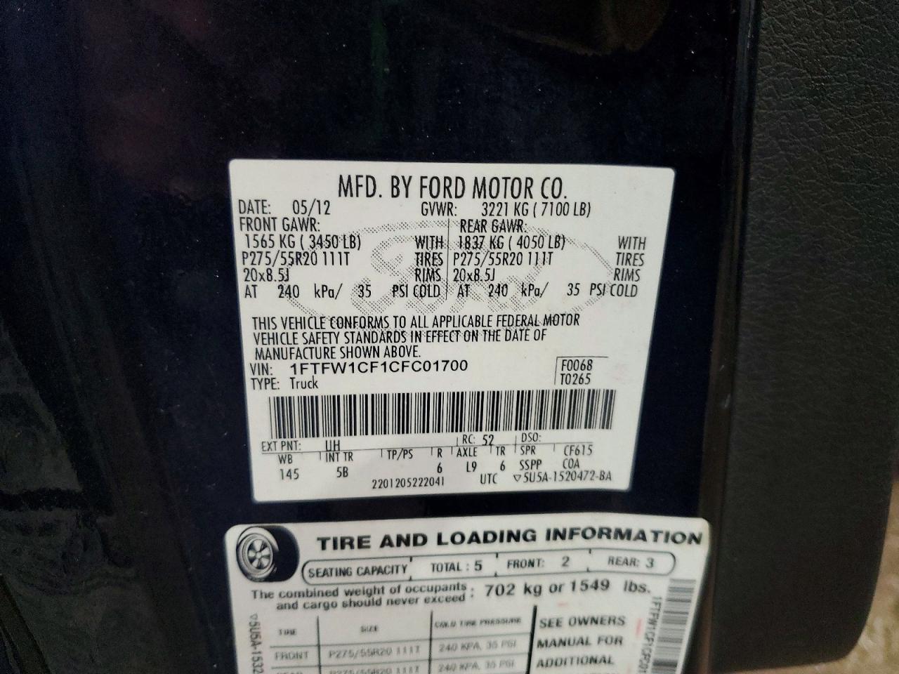 2012 FORD F-150