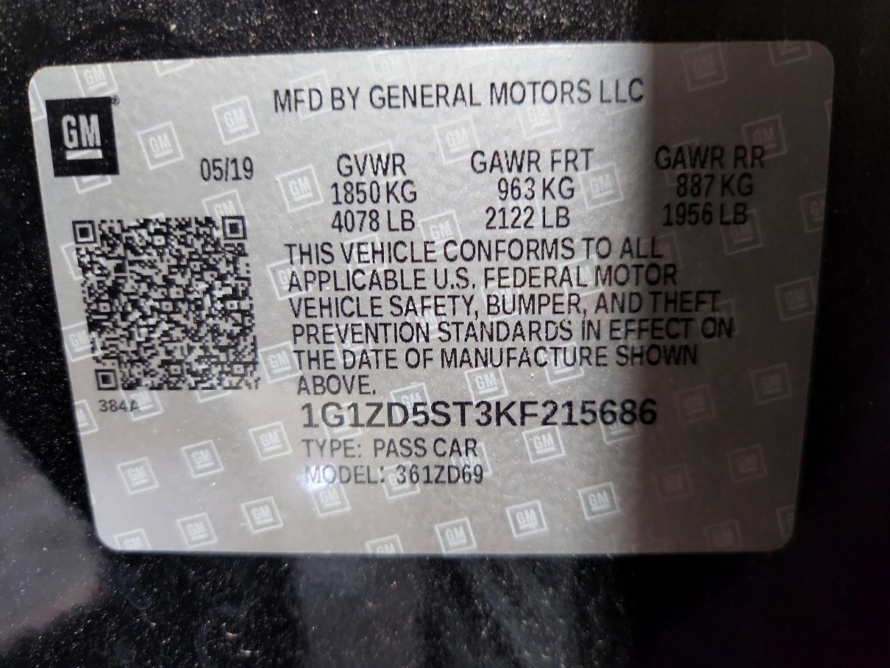 2019 CHEVROLET MALIBU