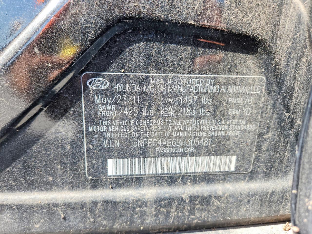 2011 HYUNDAI SONATA