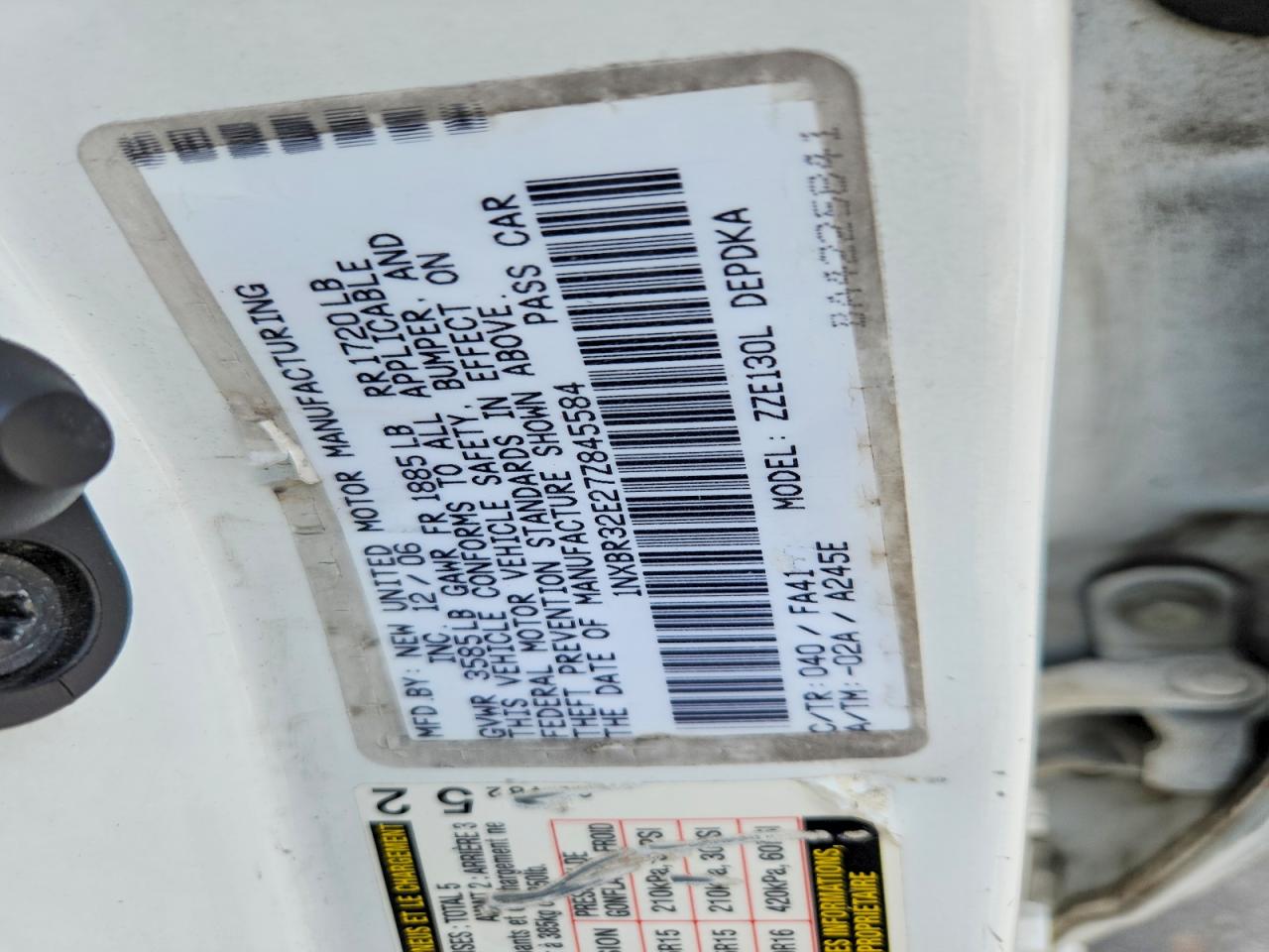 2007 TOYOTA COROLLA